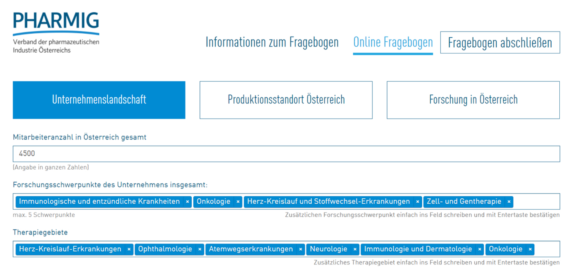 Pharma Standorte weitere Filter